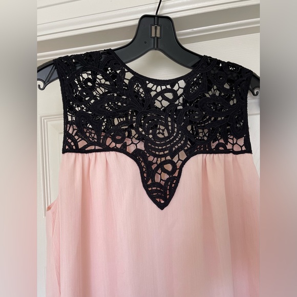 WAYF Blush Black Lace Trim Swing Dress NWT - Picture 3 of 7